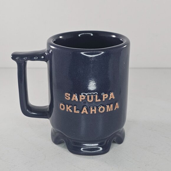 Vintage Frankoma Rotary International Mug Sapulpa Oklahoma Navy Blue Cup - Picture 3 of 9